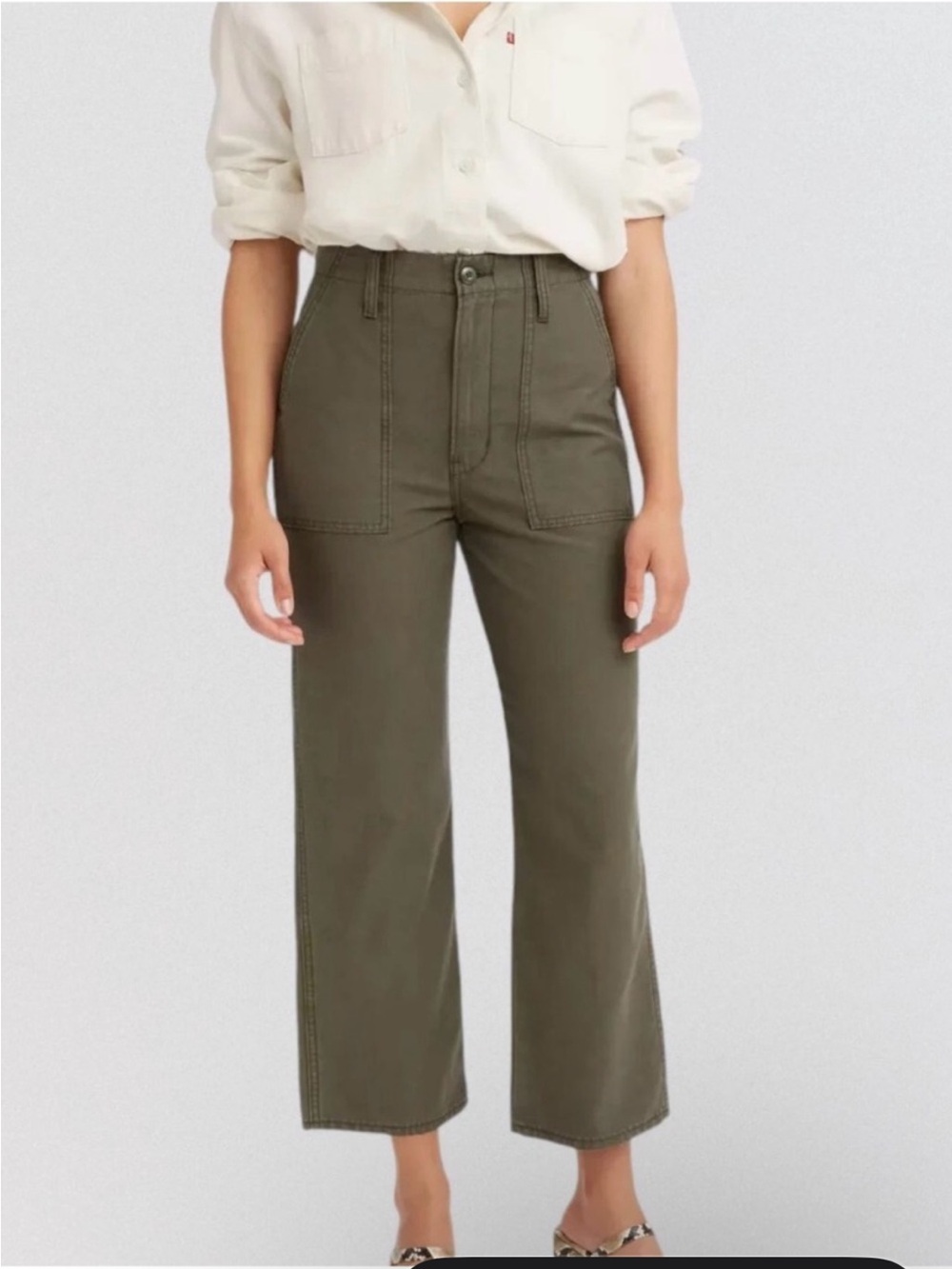 Levi's Olive Green High-Rise straight Leg Utility Pants